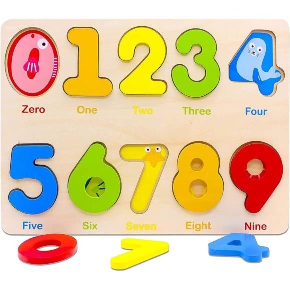NEW Wooden Preschool Learning Number Puzzles Toys for Kids Educational Toys - Picture 1 of 6